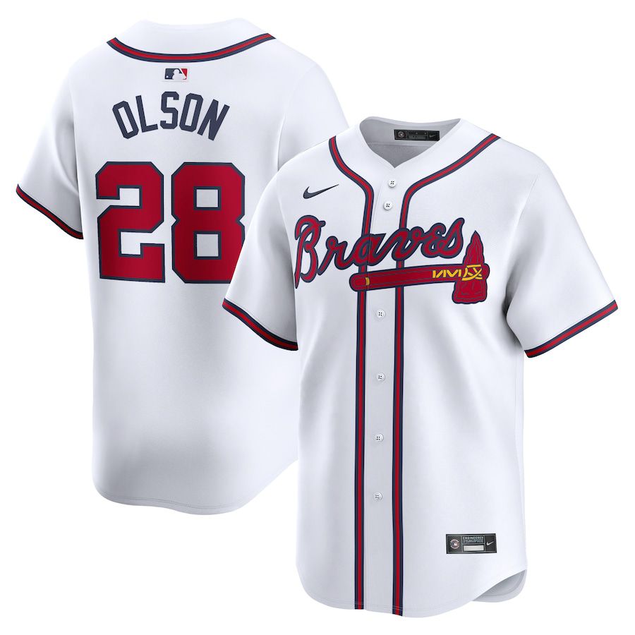 Men Atlanta Braves #28 Matt Olson Nike White Home Limited Player MLB Jersey->atlanta braves->MLB Jersey